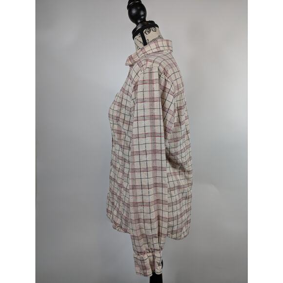 Womens Medium Plaid Flannel Woolrich Button-Up Long Sleeve Snowflake Shirt Top - Picture 4 of 13